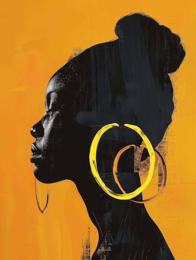 Silhouette Of A Woman With Hoop Earrings