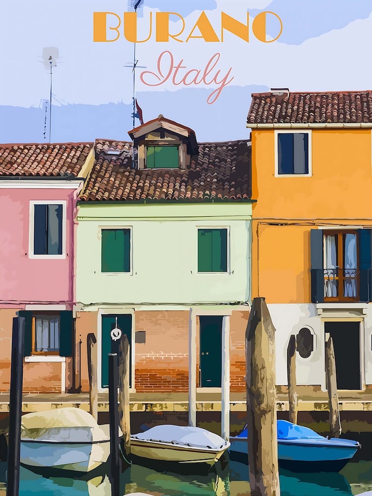 Italy, Burano Travel Poster, Karen Arnold