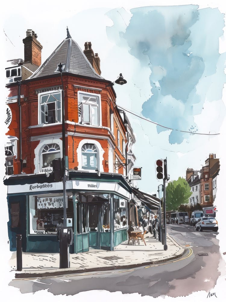 Kingston Upon Thames London Borough   Street Watercolour 2