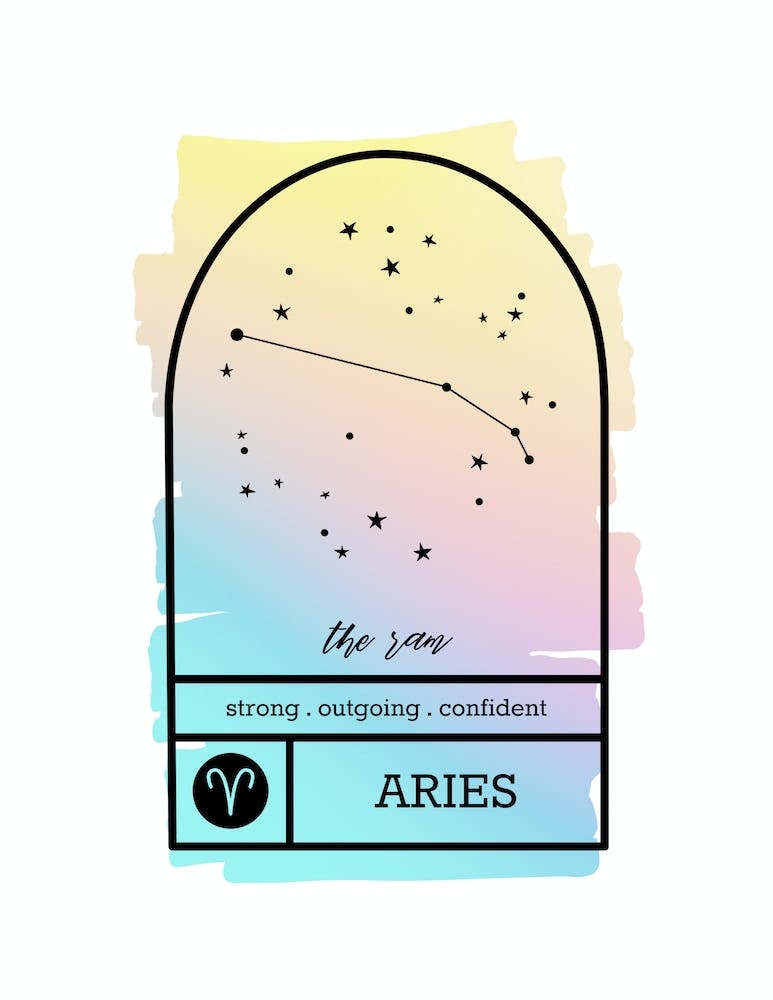 Aries Zodiac Sign | Rainbow Gradient