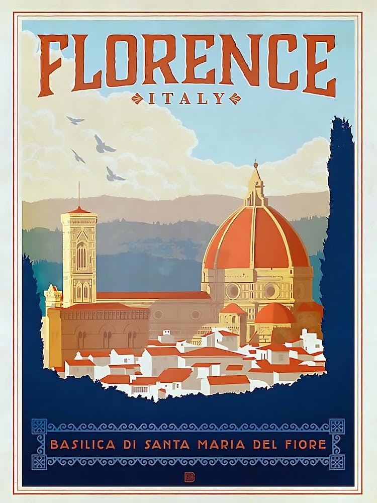 Florence Italy Travel Poster, Circe Denyer