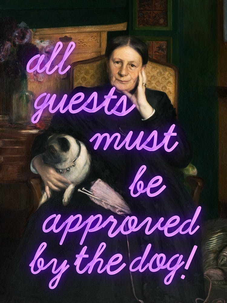All guests must be approved by the dog - Vintage altered art