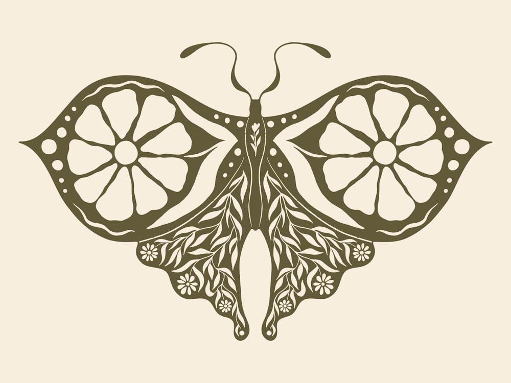 Folk Art Moth 05 - Woodland Green