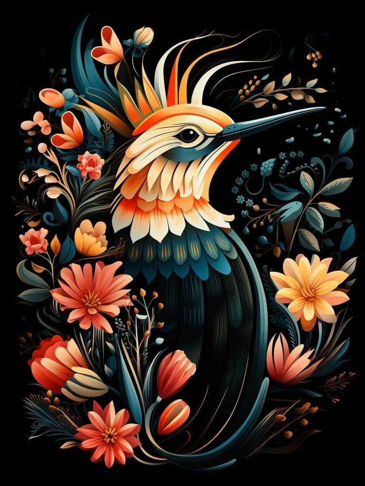 Folk Bird Illustration Hoopoe 3
