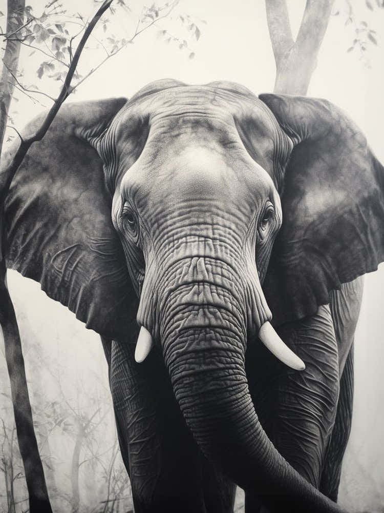 African Elephant Realism Portrait 1