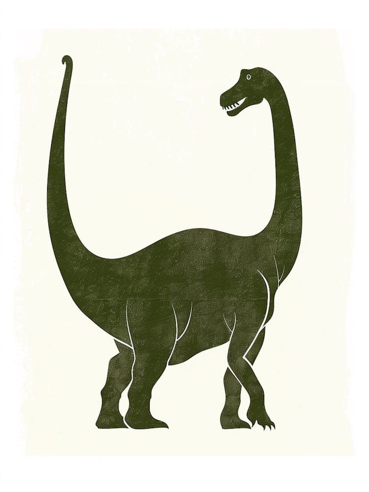 Olive Green Dinosaur Silhouette 3