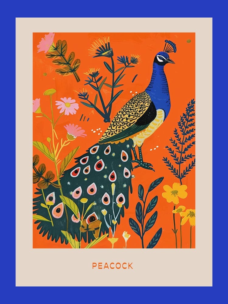 Spring Birds Poster Peacock 10