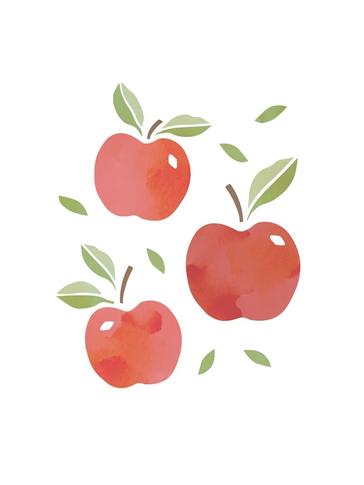 Apple Fruit Colourful Red Food Kitchen Art Nursery Wall