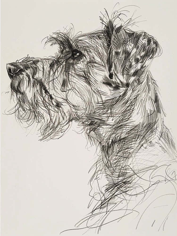 Briard Dog Line Sketch 2