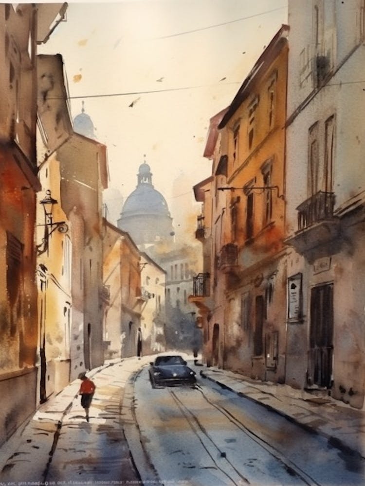 Painting Of Budapest Hungary In The Style Of Watercolour 4