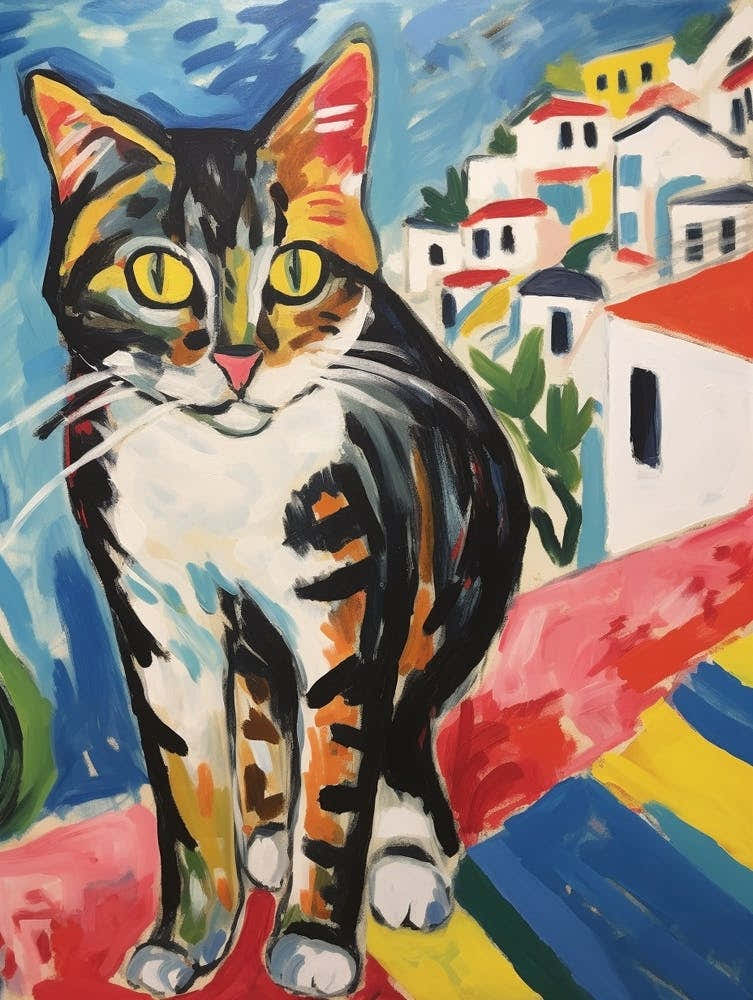 Painting Of A Cat In Lagos Portugal 1