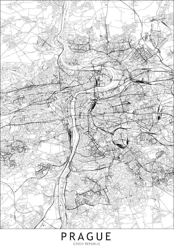 Prague White Map