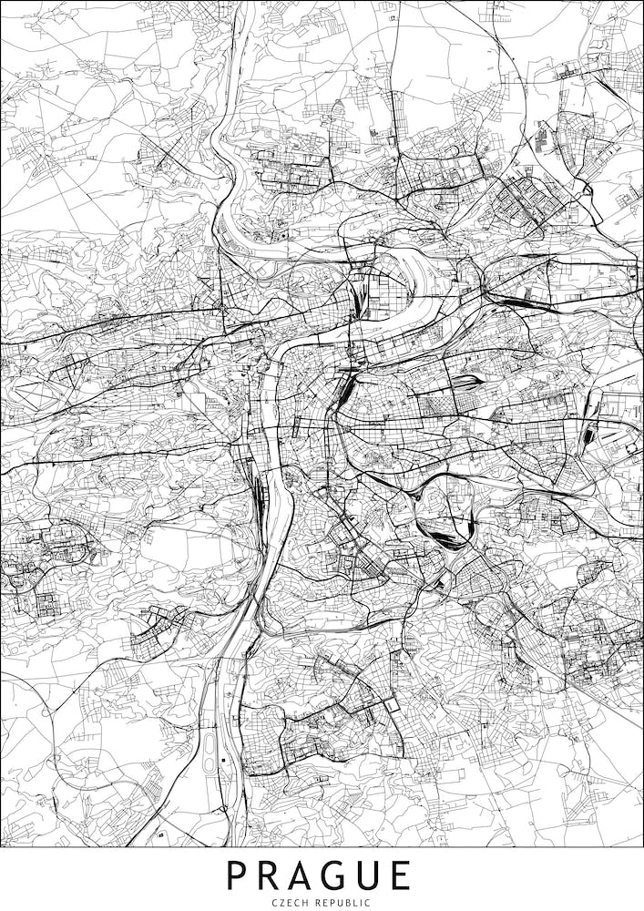 Prague White Map