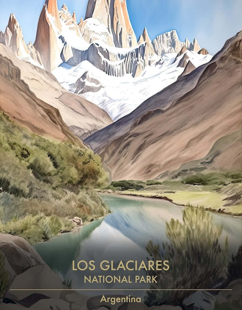 Los Glaciares National Park Argentina Patagonia Watercolour 4