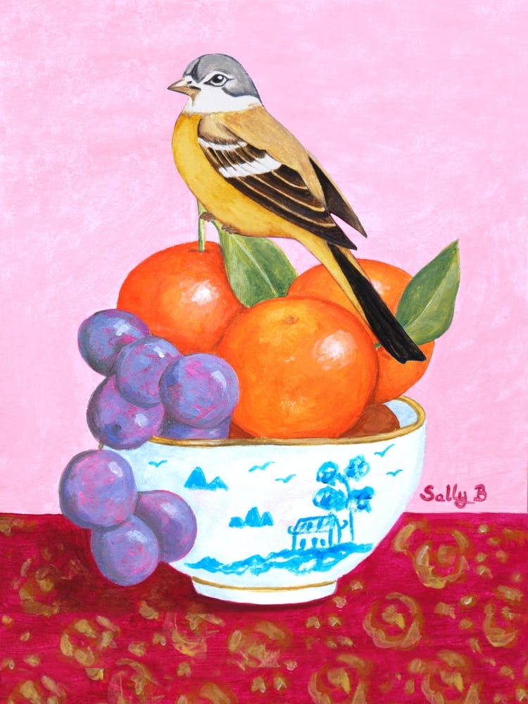 Bird Grape And Mandarin Orange