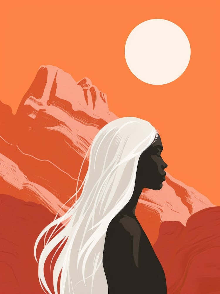 Silhouette Of A Woman In The Desert