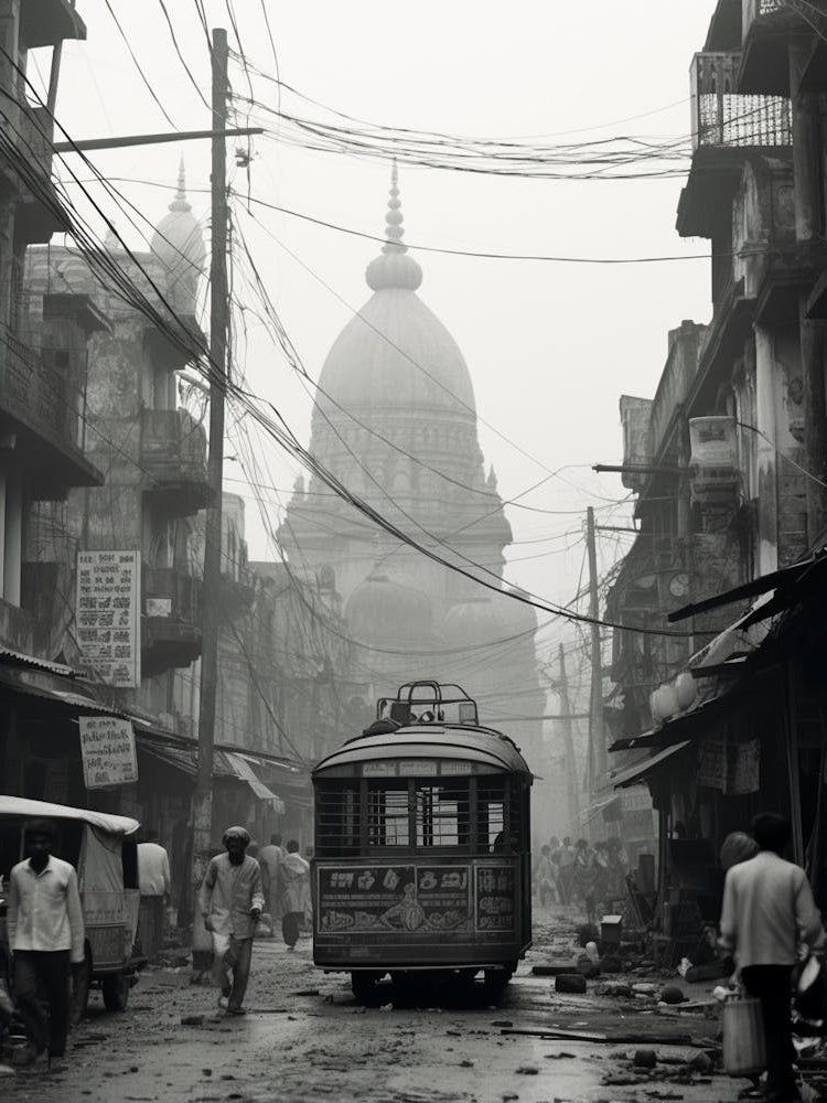 Kolkata, India, Black And White Old Photo 1