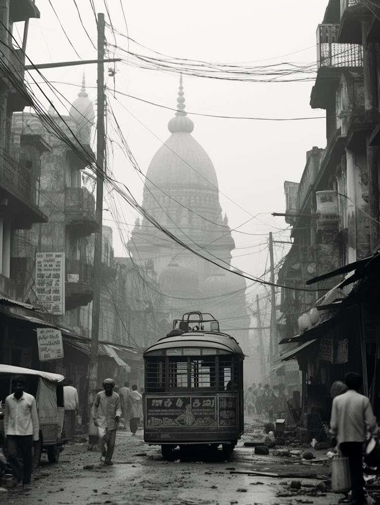 Kolkata, India, Black And White Old Photo 1