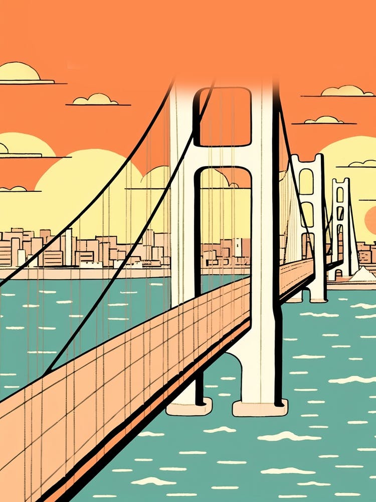 Akashi Kaikyo Bridge Japan Colourful 3