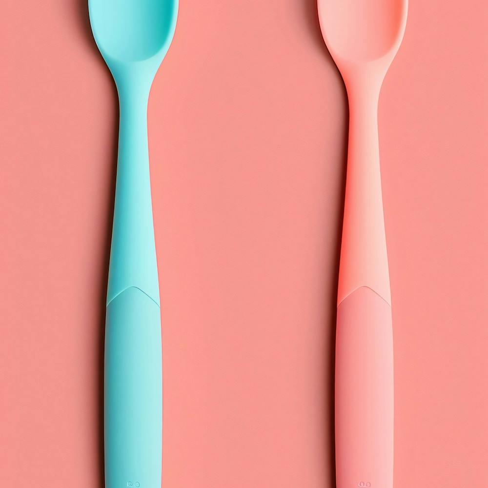 Two Spoons On A Pink Background
