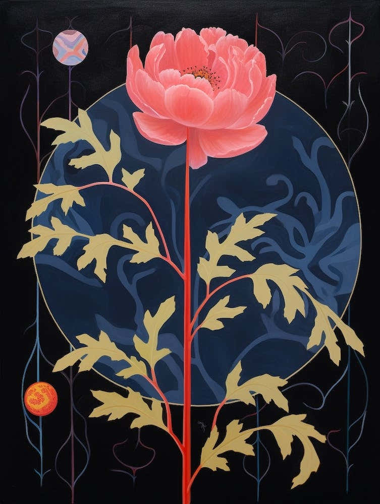 Peony 1 Hilma Af Klint Inspired Flower Illustration