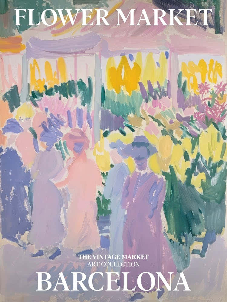 Vintage Flower Market Painting Barcelona 5
