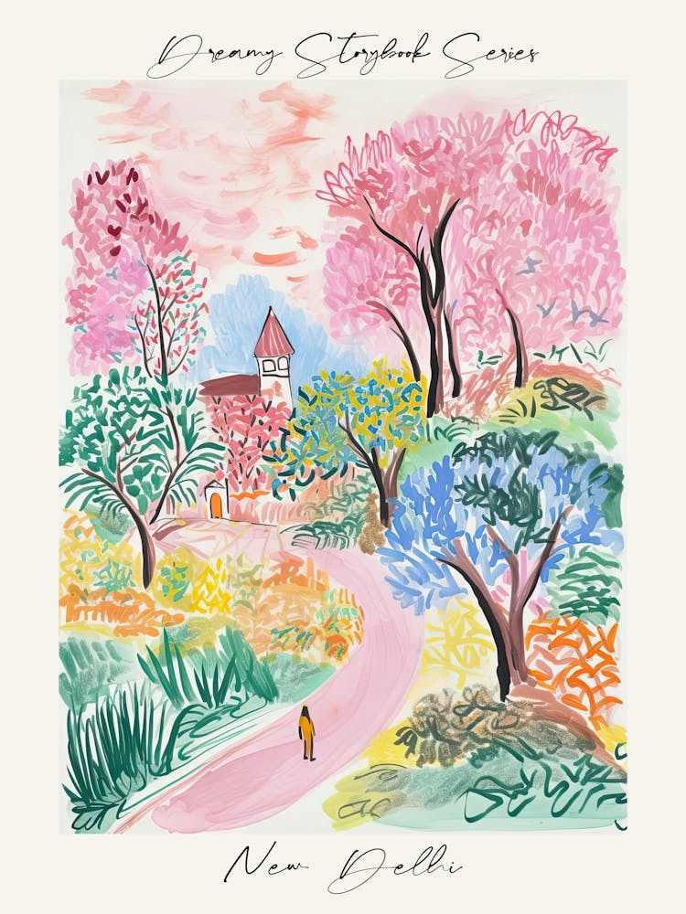 Poster Of New Delhi, Dreamy Storybook Illustration 3
