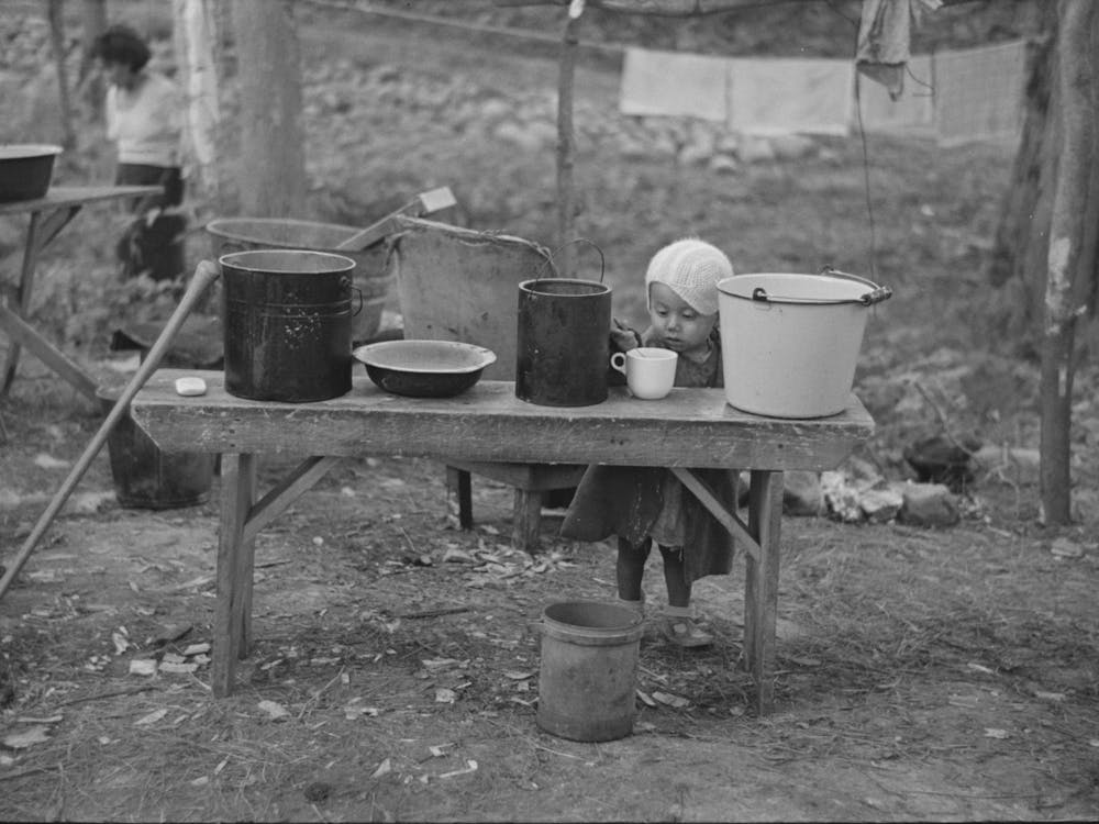 Indian Child In Blueberry Pickers Camp Near Little Fork, Minnesota By Russell Lee