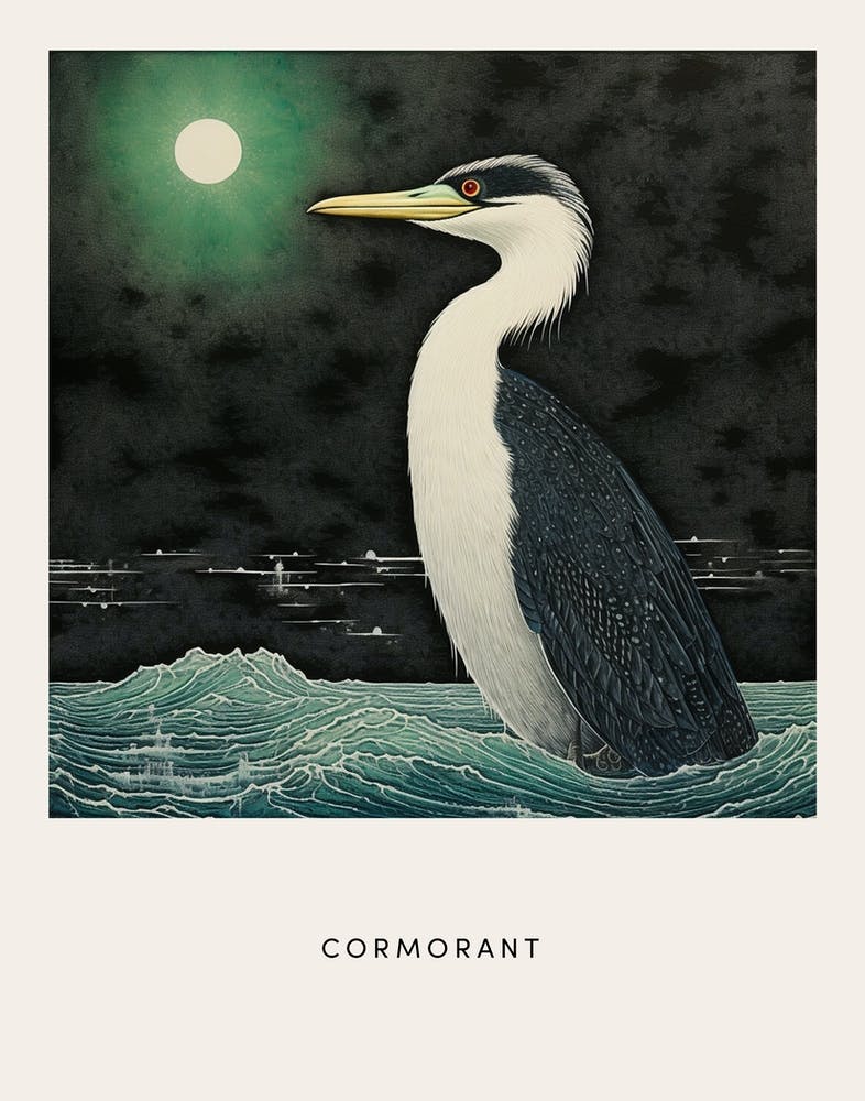 Ohara Koson Inspired Bird Painting Cormorant 2 Poster