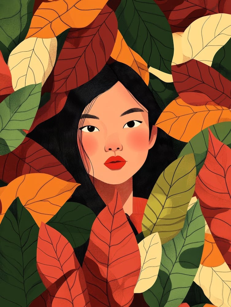 Girl In Autumn Leaves