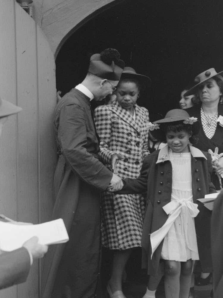 Shaking Hands After Church Services, Chicago, Illinois By Russell Lee