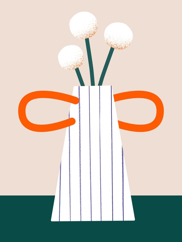 Craspedia In A Pottery Vase