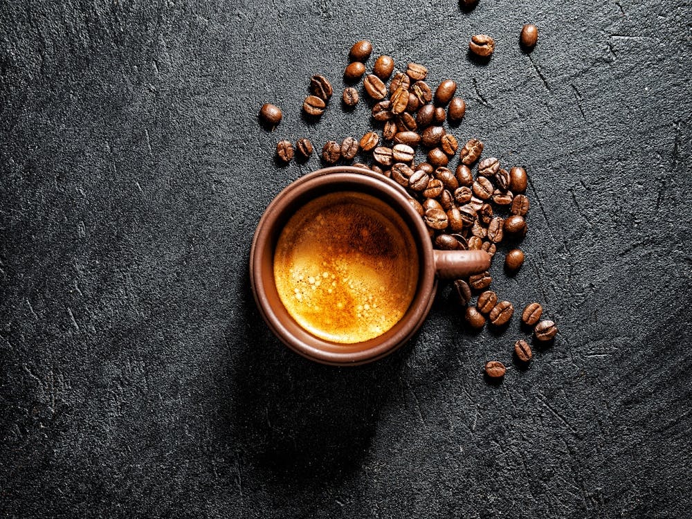 Coffee Beans On A Dark Background - coffee poster, kitchen wall art