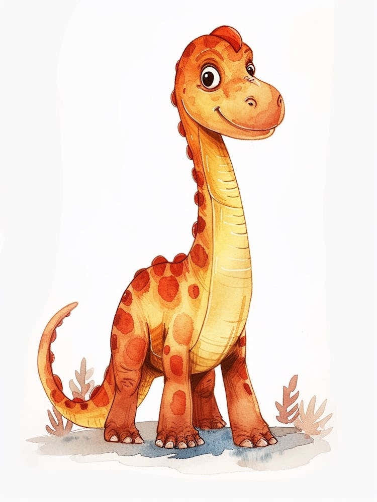 Cute Cartoon Amargasaurus Dinosaur 3