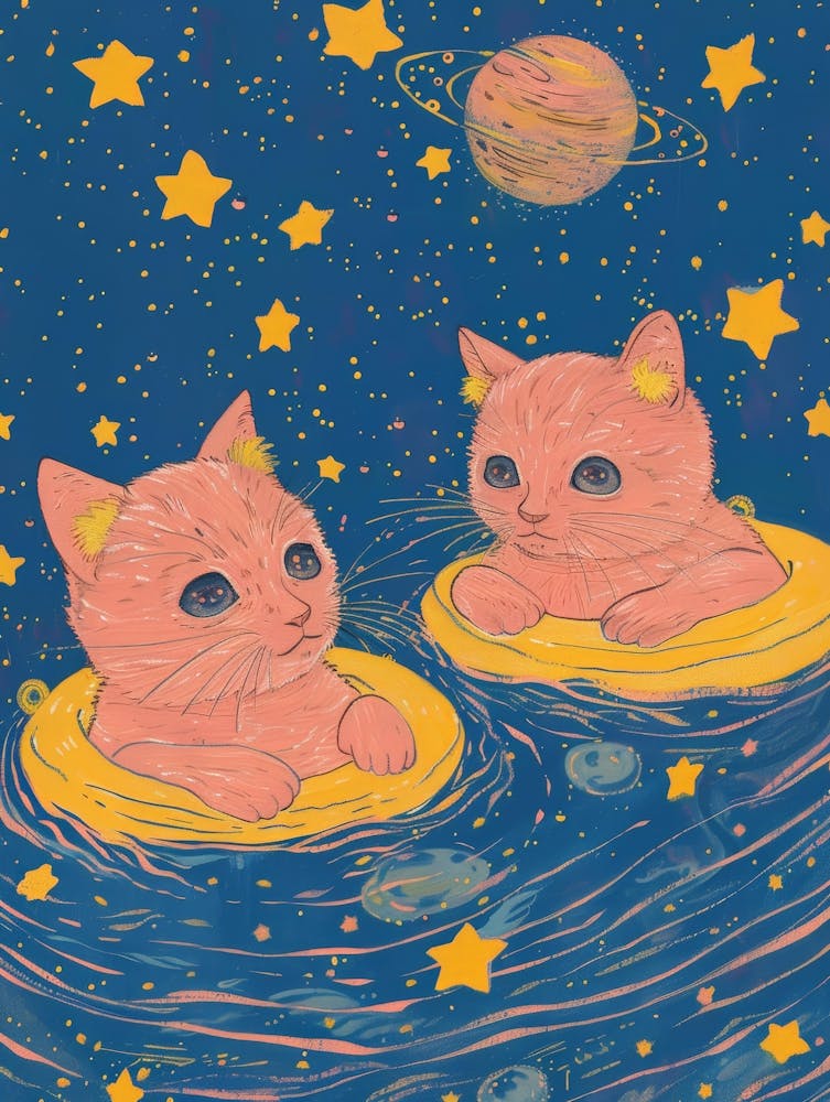 Pink Kittens In Space