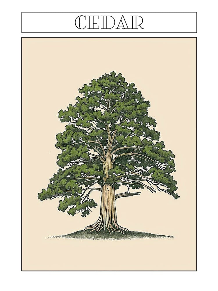Cedar Tree Minimalistic Drawing 3 Poster