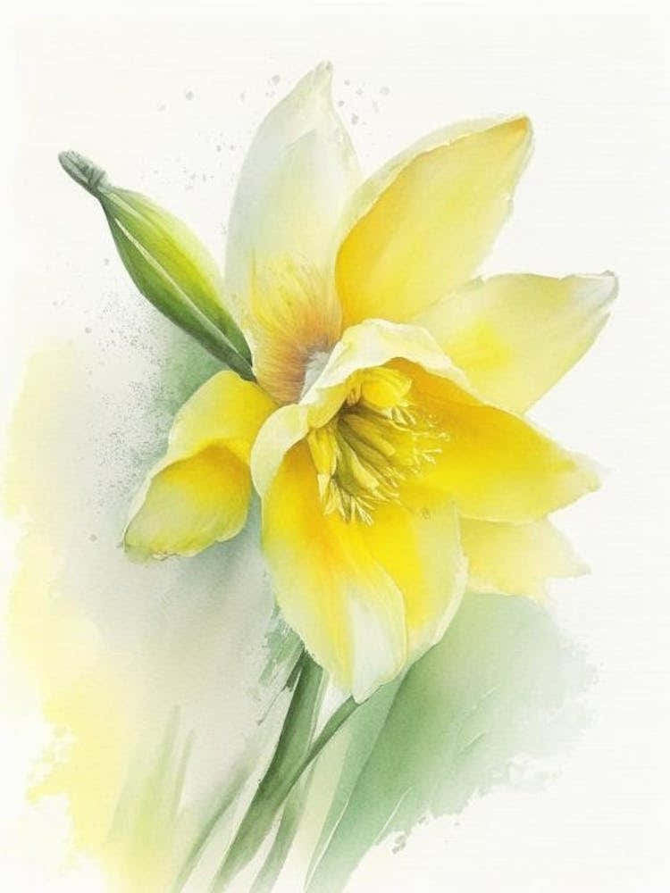 Daffodil Wildflower Watercolour