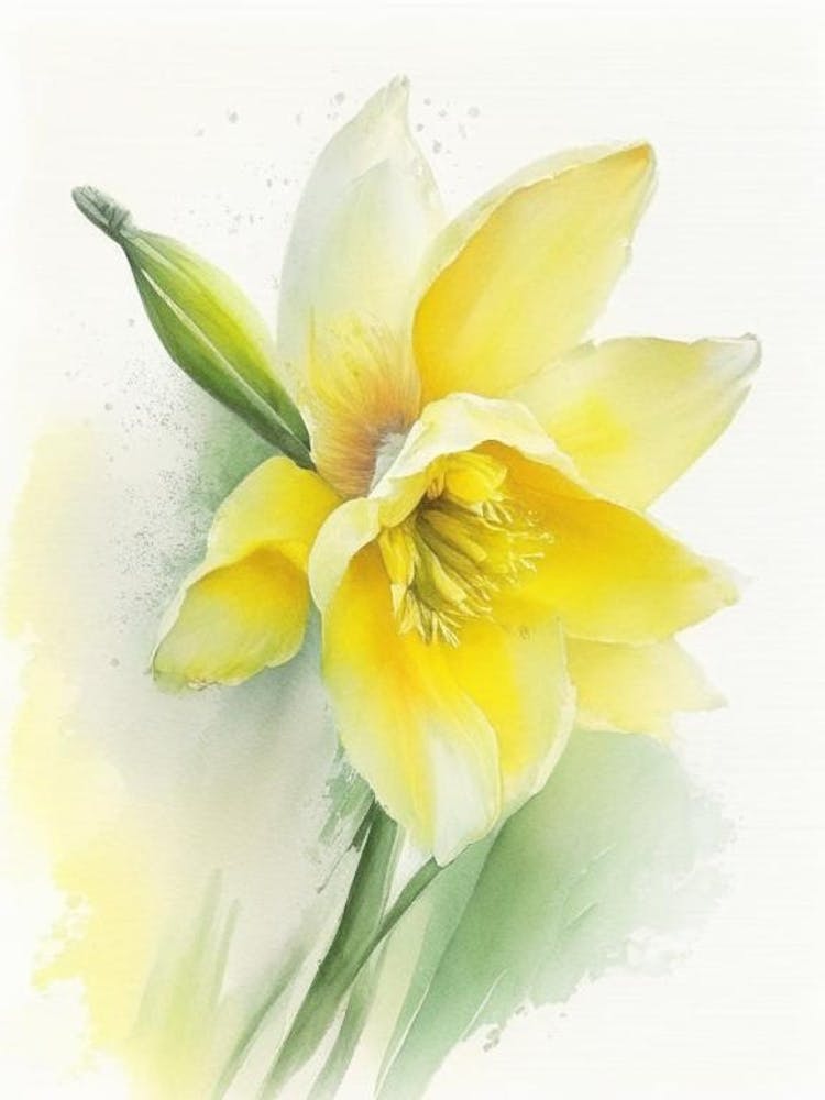 Daffodil Wildflower Watercolour