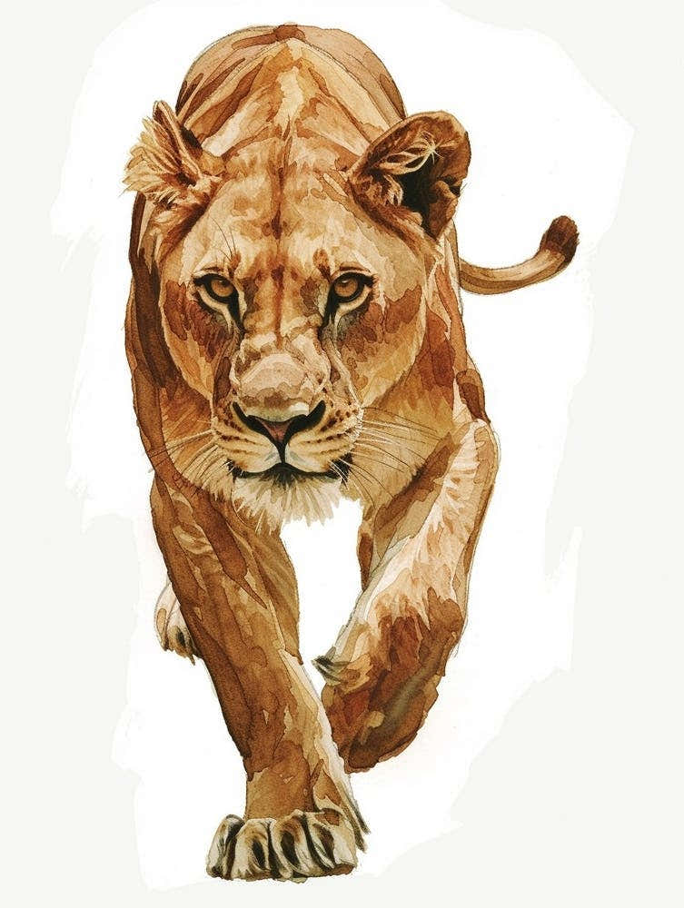African Lion Lioness On The Prowl Clipart 4
