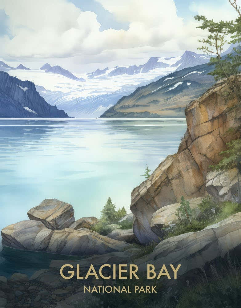 Glacier Bay National Park Watercolour Vintage Travel Poster 1