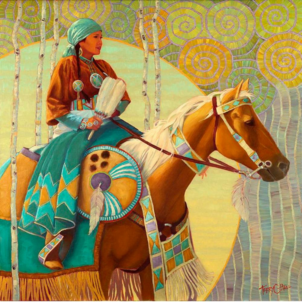 Indian Woman On Horseback