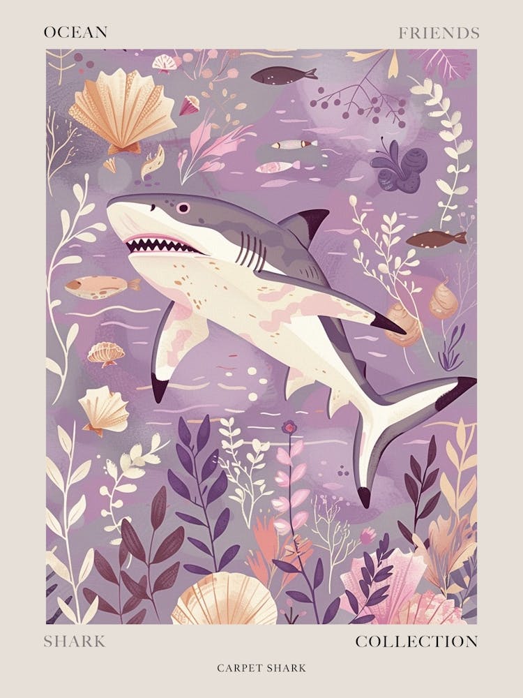 Purple Carpet Shark Illustration 3 Poster