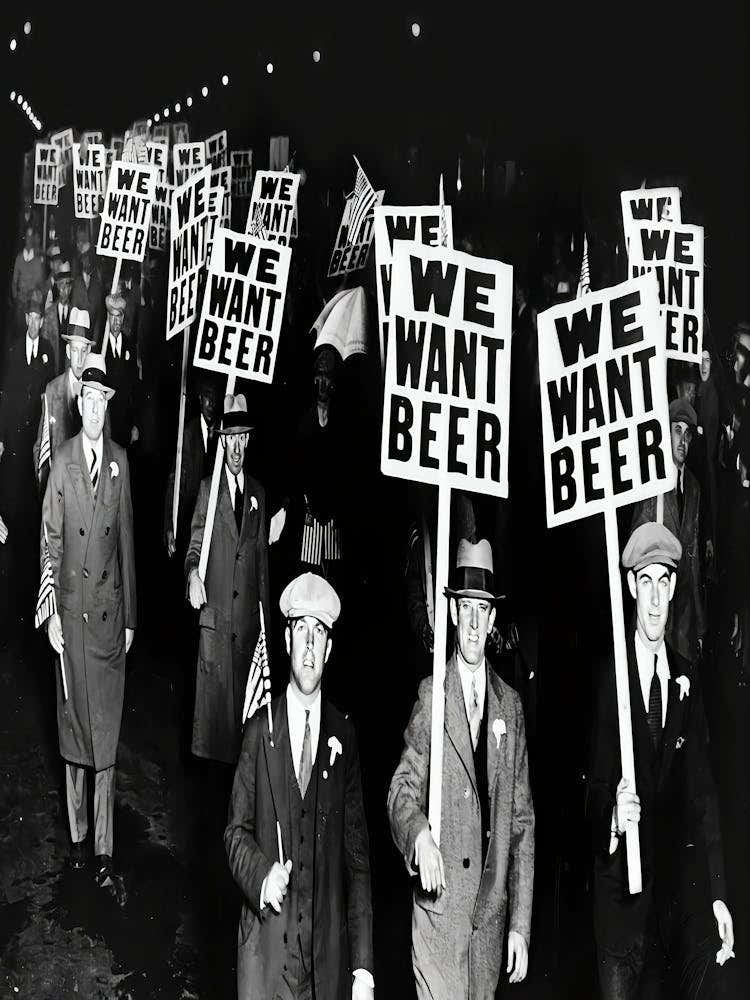 Alcohol Prohibition Wall Art, Beer Protest Poster, We Want Beer 1920s, Black And White Print, Vintage Wall Art, Funny Wall Decor