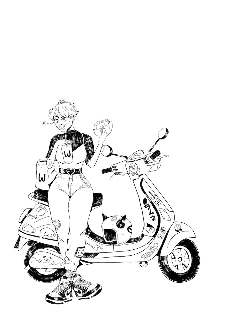 Vespa And Burgers Bw 1