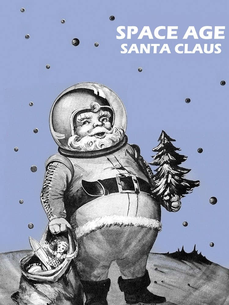 Astronaut Santa Claus On A Moon