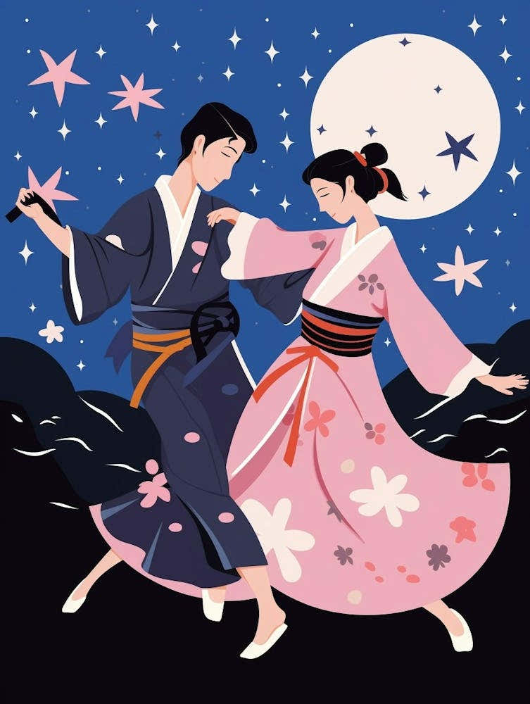 Awa Odori Dance Japanese Traditional Illustration 10