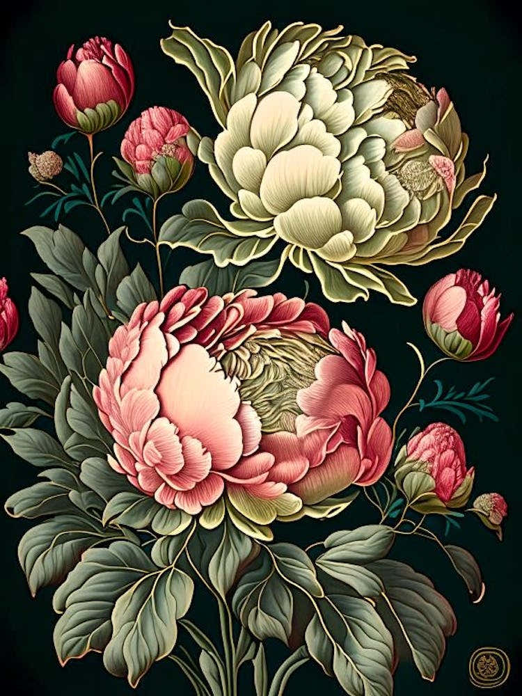 Command Performance Peonies Vintage Botanical