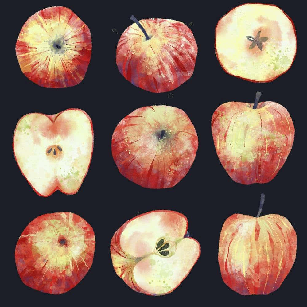 Red Apples on a Dark Background