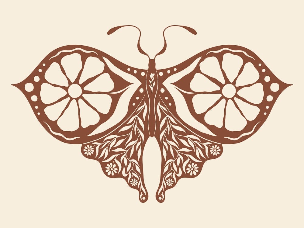 Folk Art Moth 05 - Red Brown