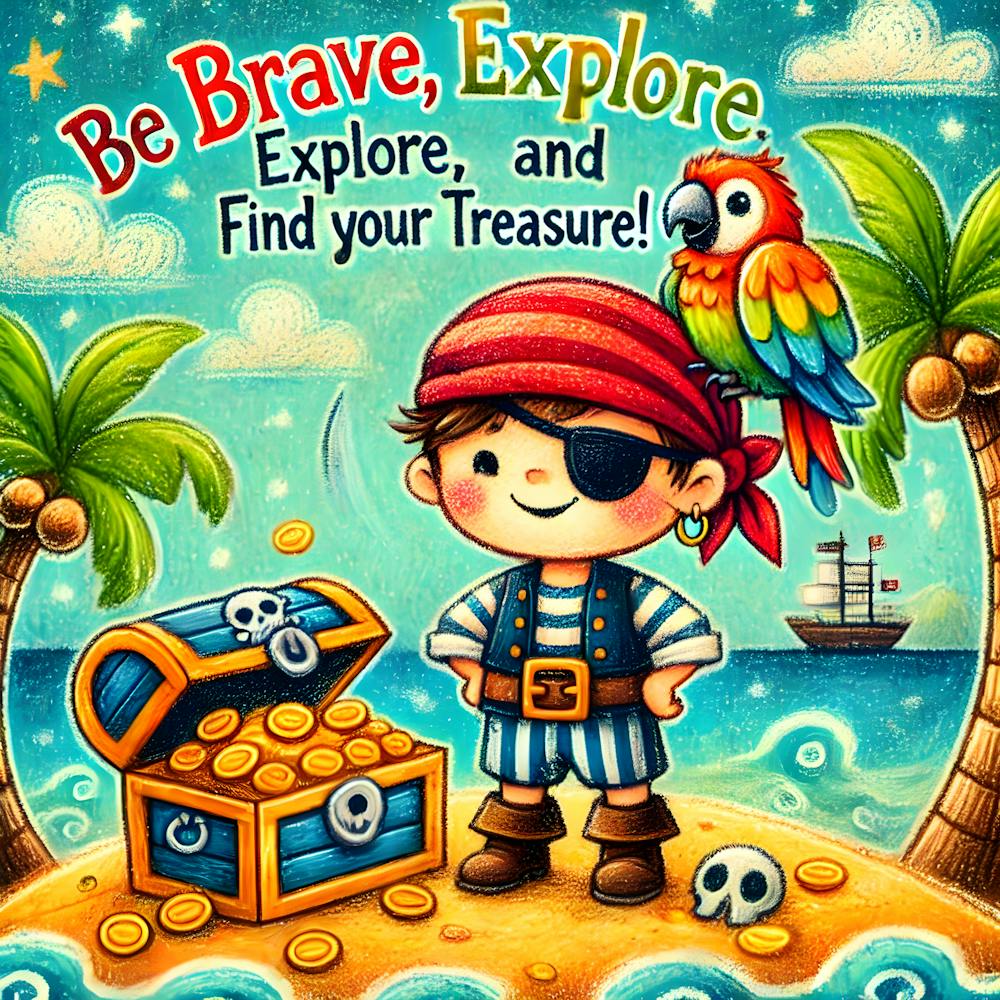 Brave Little Pirate Art Kids Motivational Poster Adventure Wall Decor ...